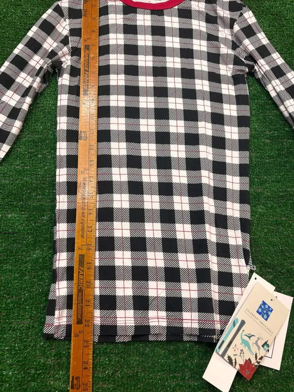 Kickee Buffalo Check Pajama Set Size 14 Black White Red Plaid Long Sleeve